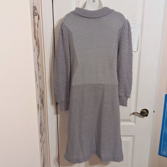 Vintage SEARS wool blend grey knit dress M @Z - Picture 7 of 15